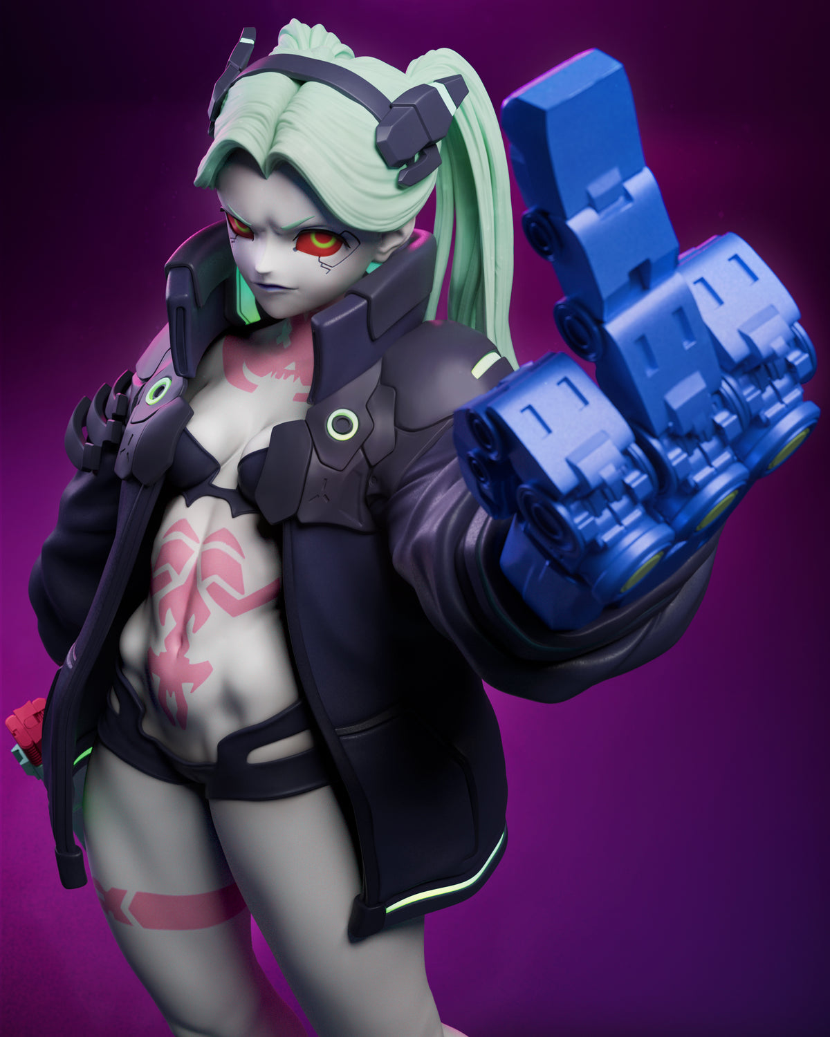 Rebecca Style Cyberpunk Edgerunners Anime Unpainted Resin Garage Kit (1/6-1/12)