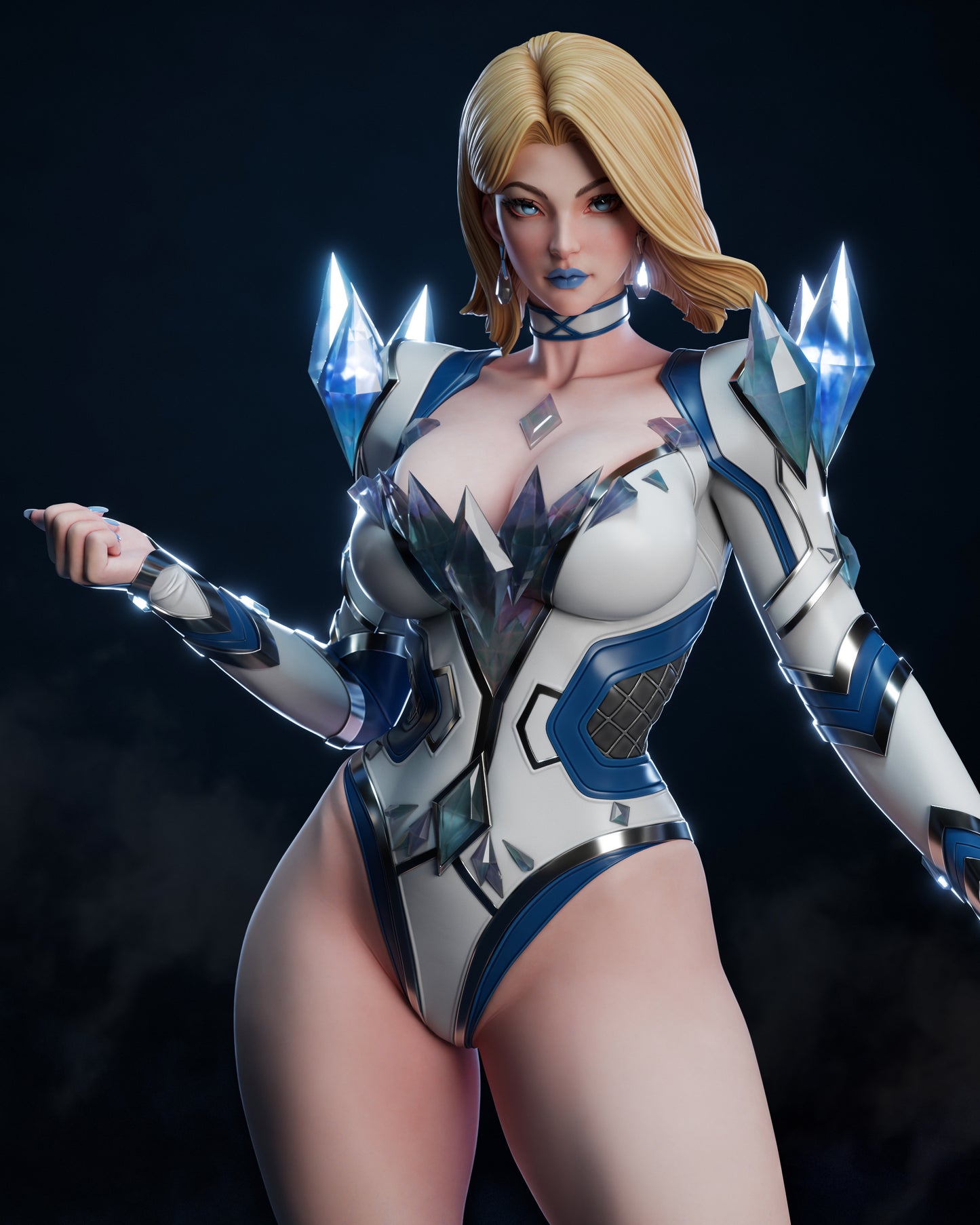 Close-up of Emma Frost’s face and flowing hair details.