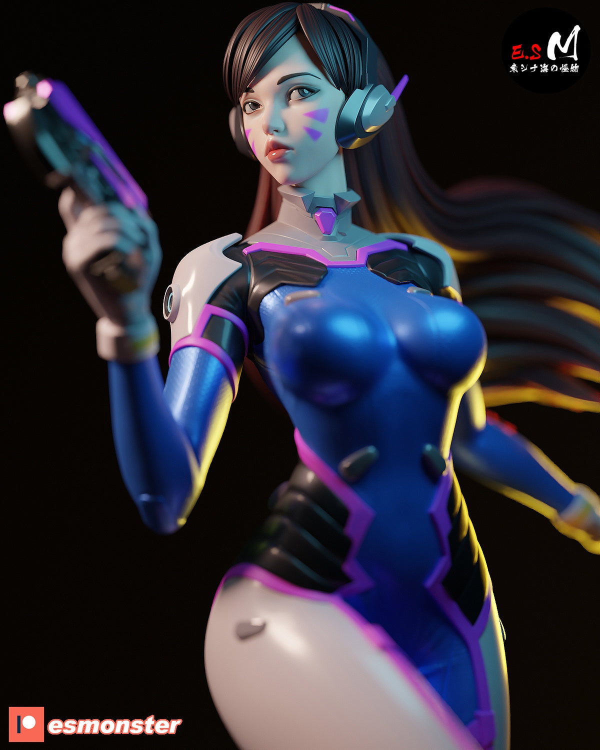 Classic D.Va Style Overwatch Unpainted Resin Garage Model Kit (1/6-1/12)