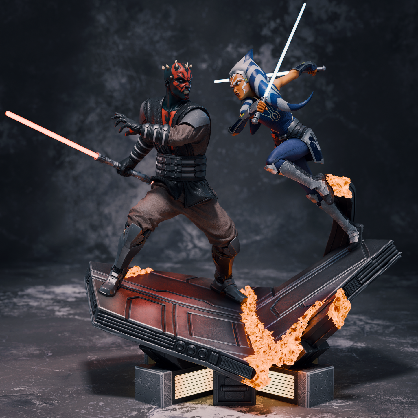 Ahsoka and Maul style Sci-Fi Dual Warrior resin kit – Unpainted 3D Printed Model kit