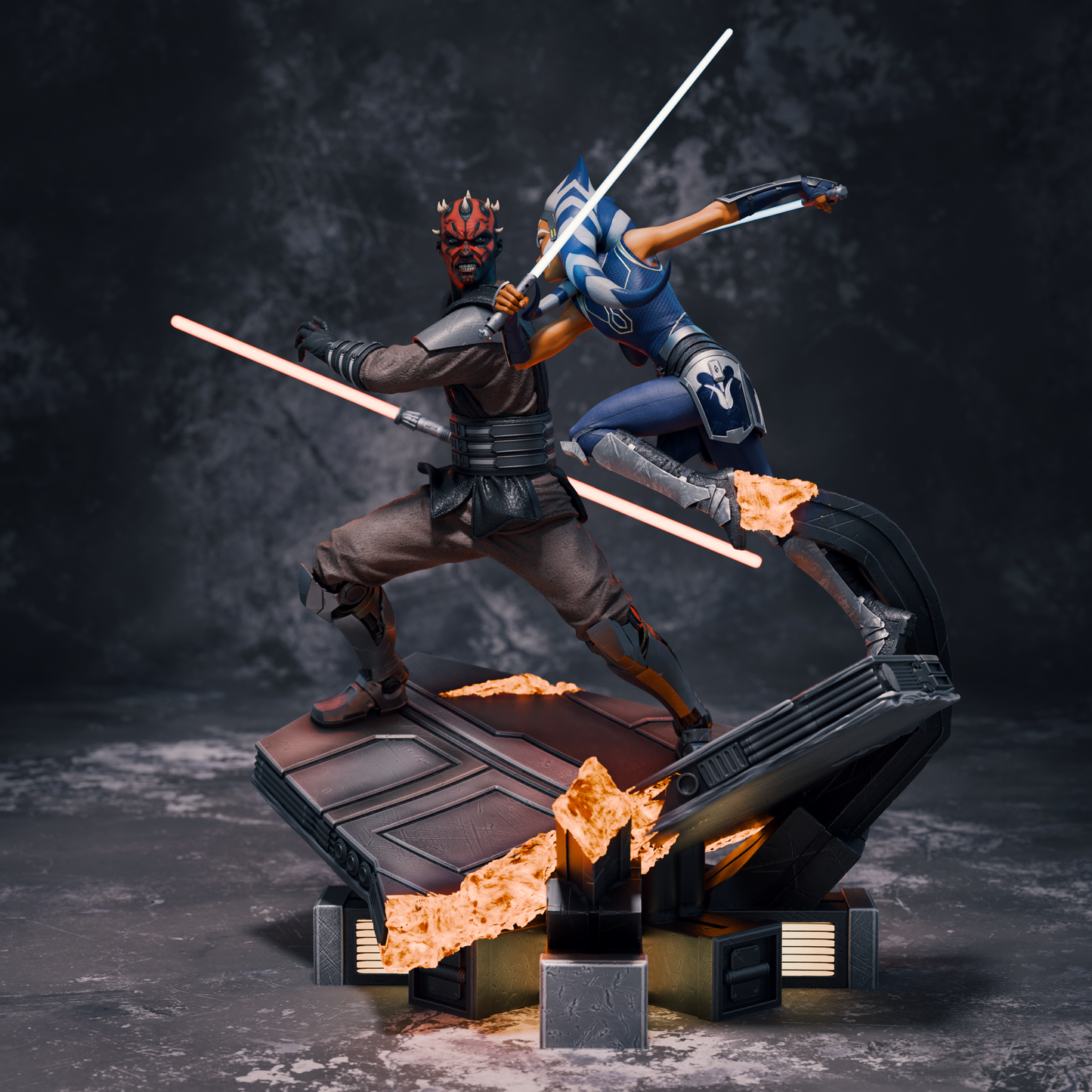 Ahsoka and Maul style Sci-Fi Dual Warrior resin kit – Unpainted 3D Printed Model kit