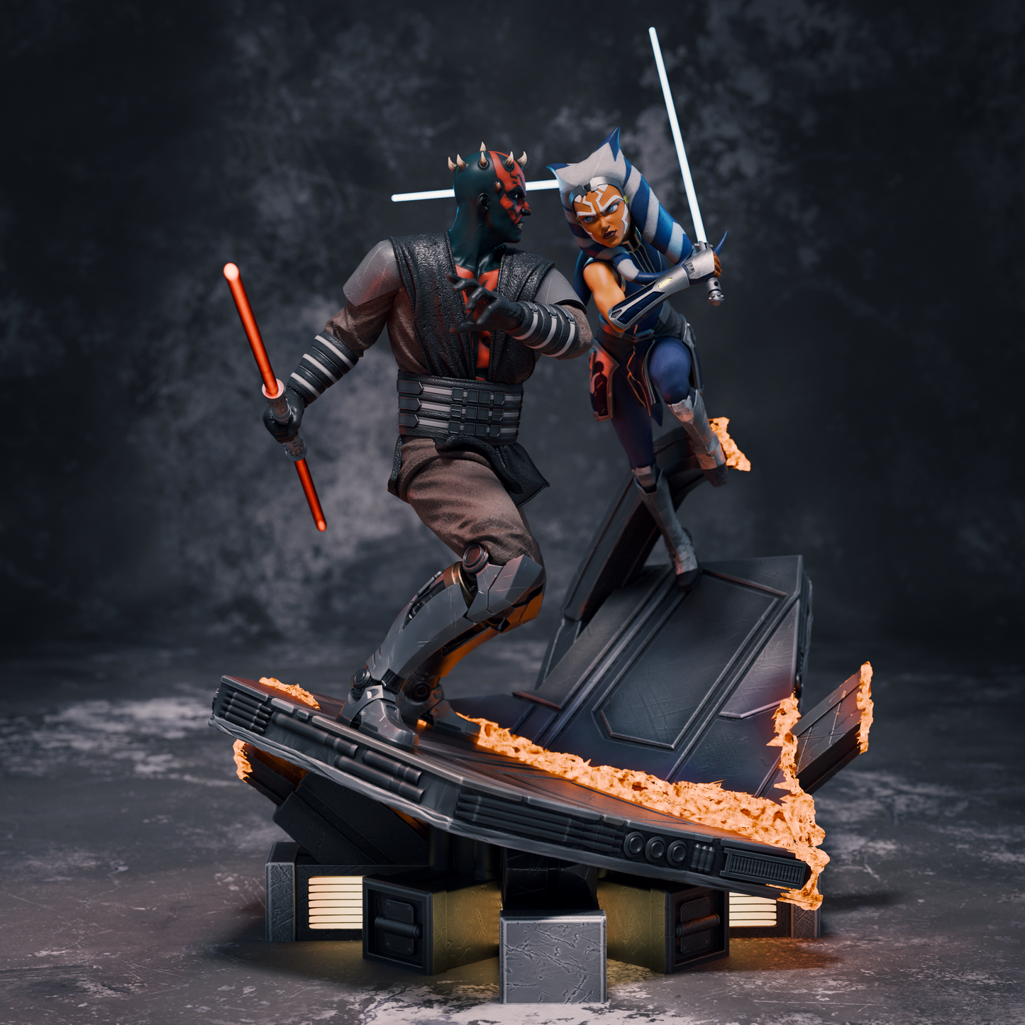 Ahsoka and Maul style Sci-Fi Dual Warrior resin kit – Unpainted 3D Printed Model kit