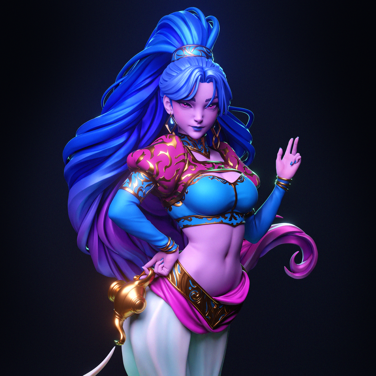 Female Djinn Arabian Fantasy Unpainted Resin Garage Model Kit (1/6-1/12)