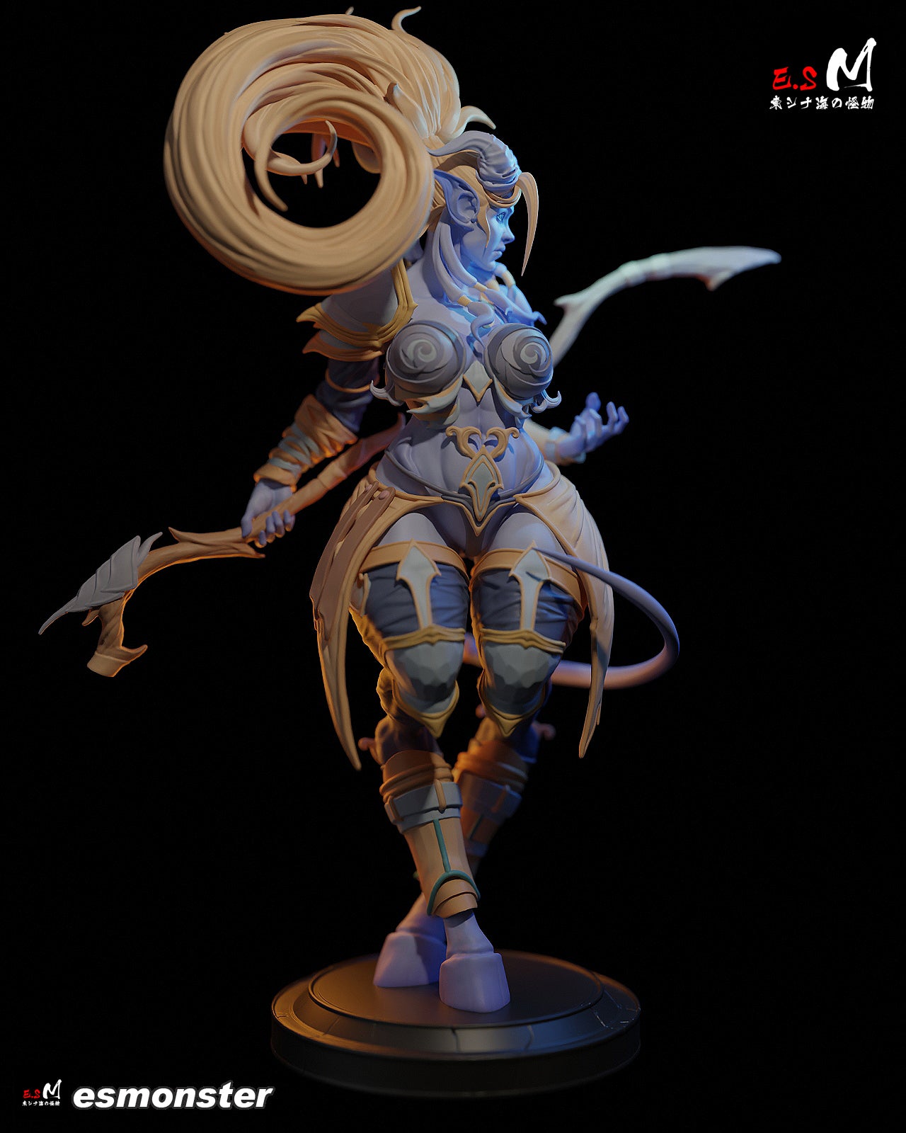 Staff Holding Draenei Style Warcraft Unpainted Resin Garage Kit (1/6-1/12)