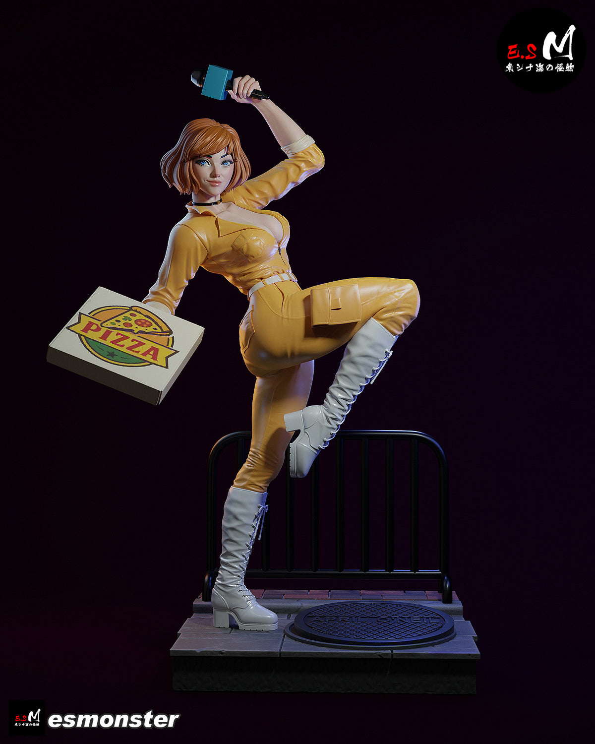 April O'Neil Pizza Style TMNT Cartoon Unpainted Resin Garage Kit (1/6-1/12)