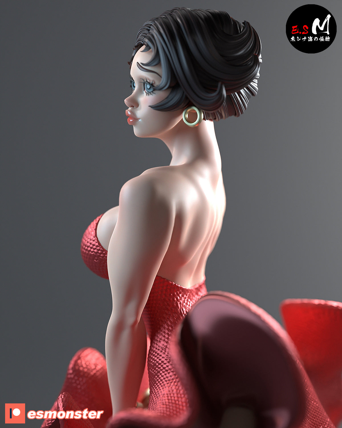 Betty Boop Wind Grate Style Cartoon Unpainted Resin Garage Kit (1/6-1/12)