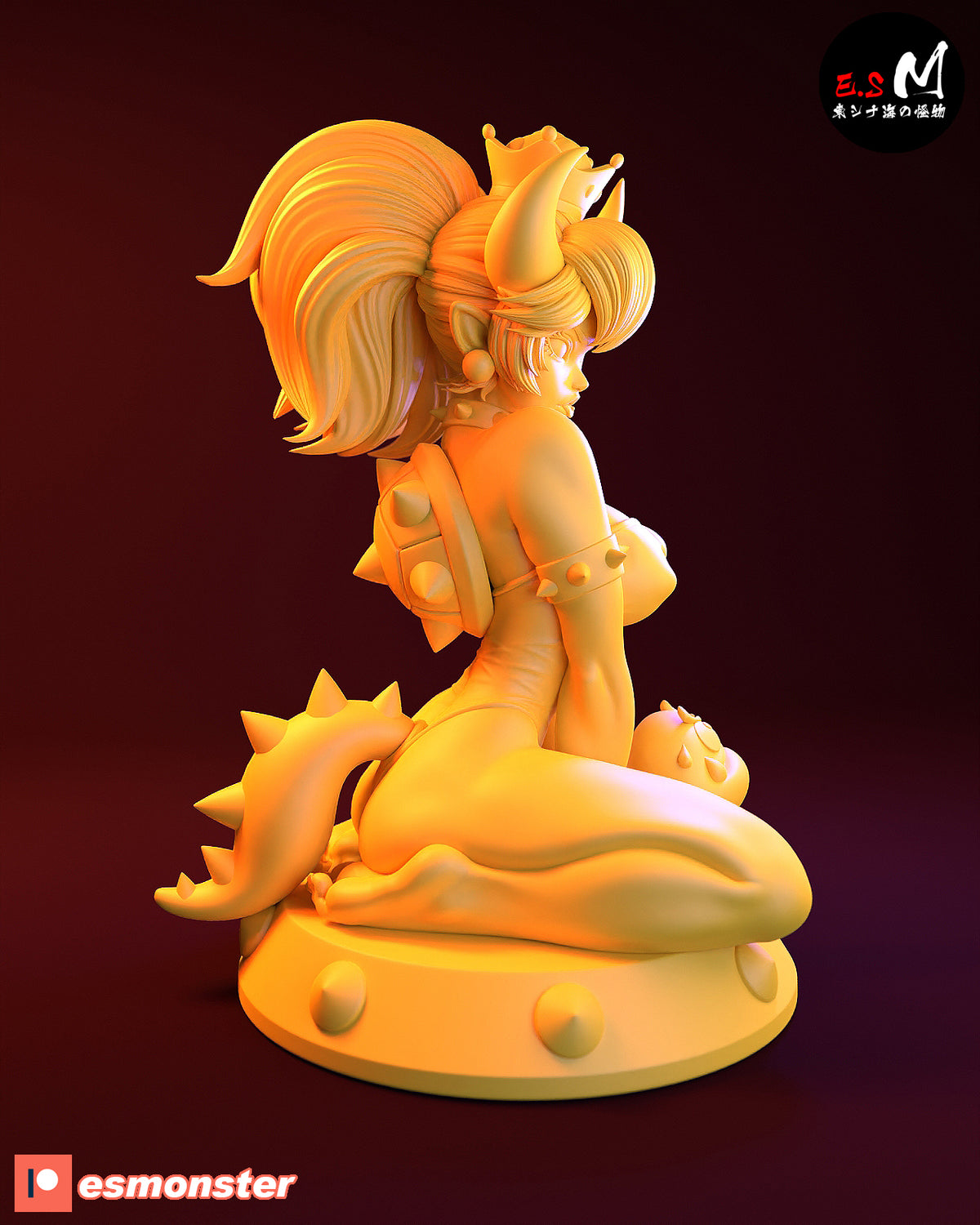 Sitting Bowsette Style Mario Unpainted Resin Garage Model Kit (1/6-1/12)