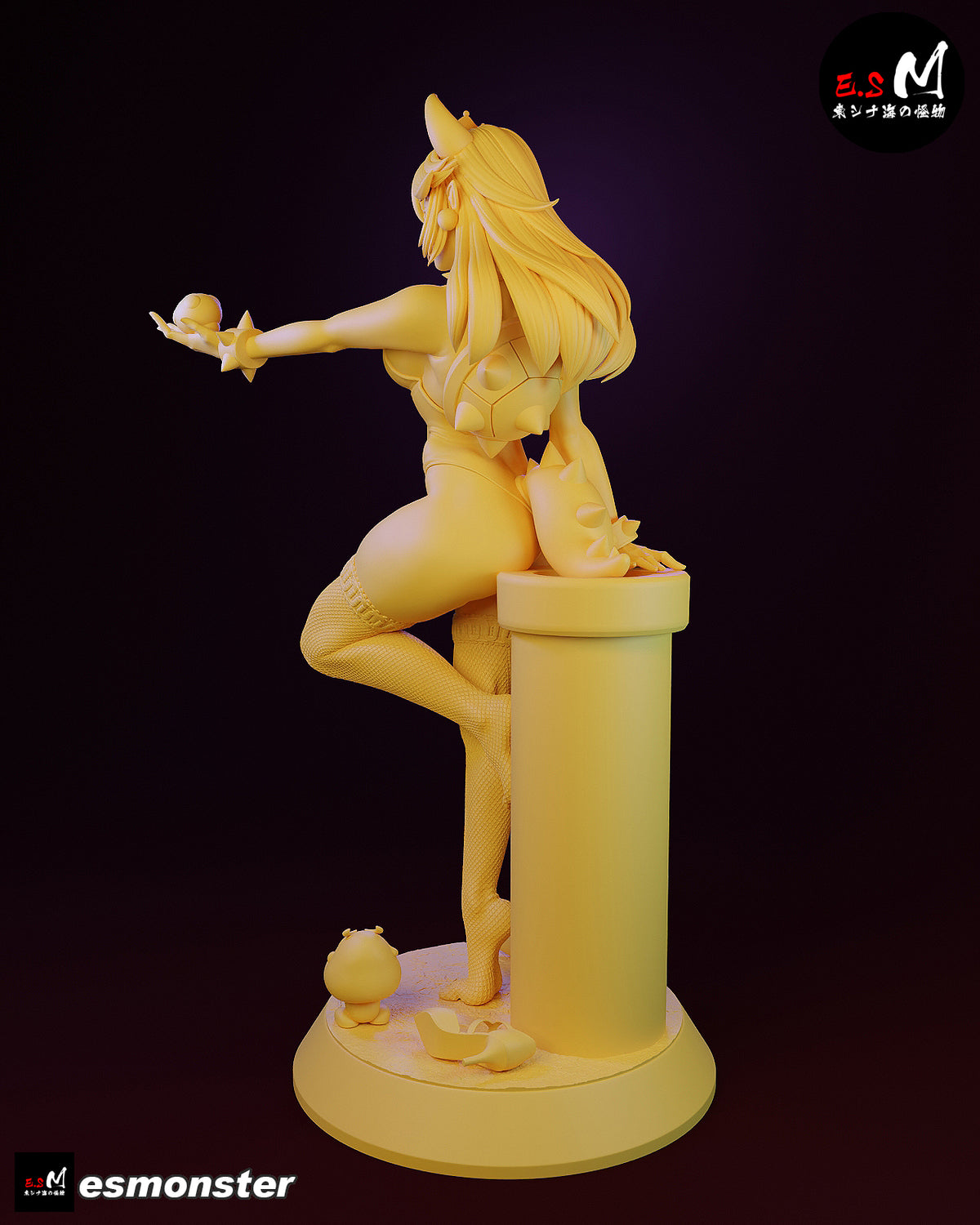 Standing Bowsette Style Mario Unpainted Resin Garage Model Kit (1/6-1/12)