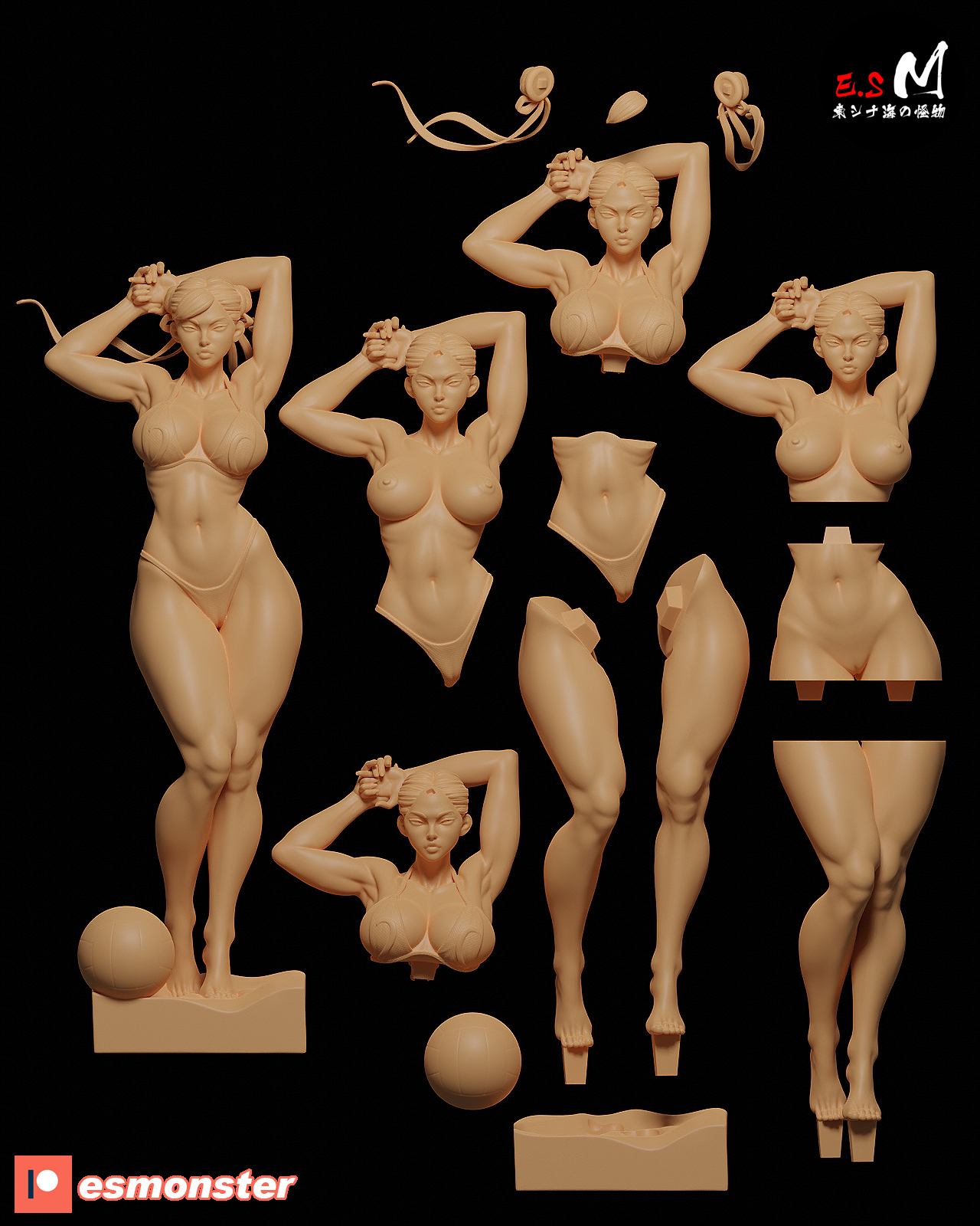 Bikini Chun Li Style Street Fighter Unpainted Resin Garage Model Kit (1/6-1/12)