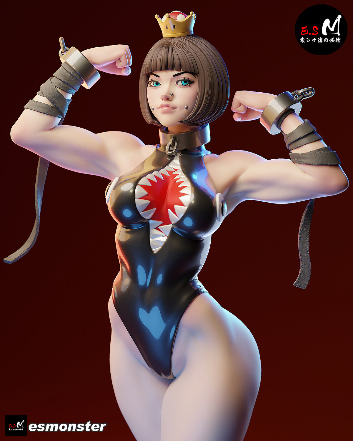 Flexing Chompette Style Mario Unpainted Resin Garage Model Kit (1/6-1/12)