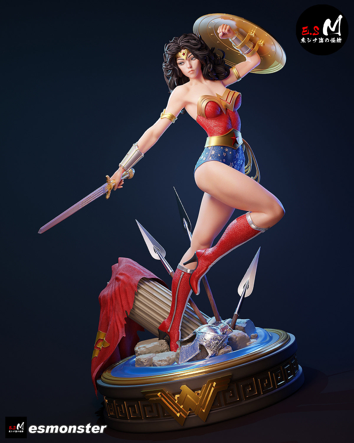 Leaping Wonder Woman Style DC Unpainted Resin Garage Model Kit (1/6-1/12)