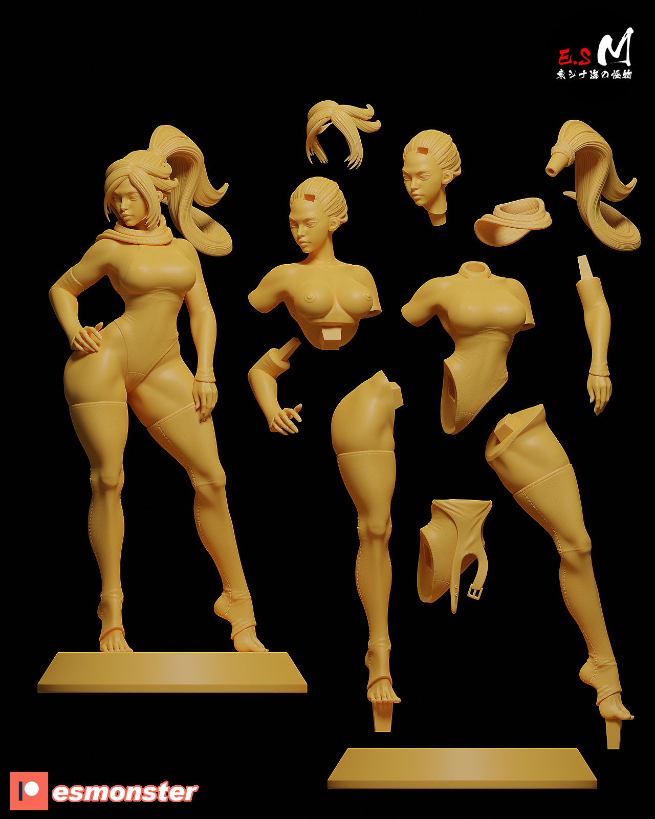 Yoruichi Style confident Bleach Unpainted Resin Garage Kit (1/6-1/12)