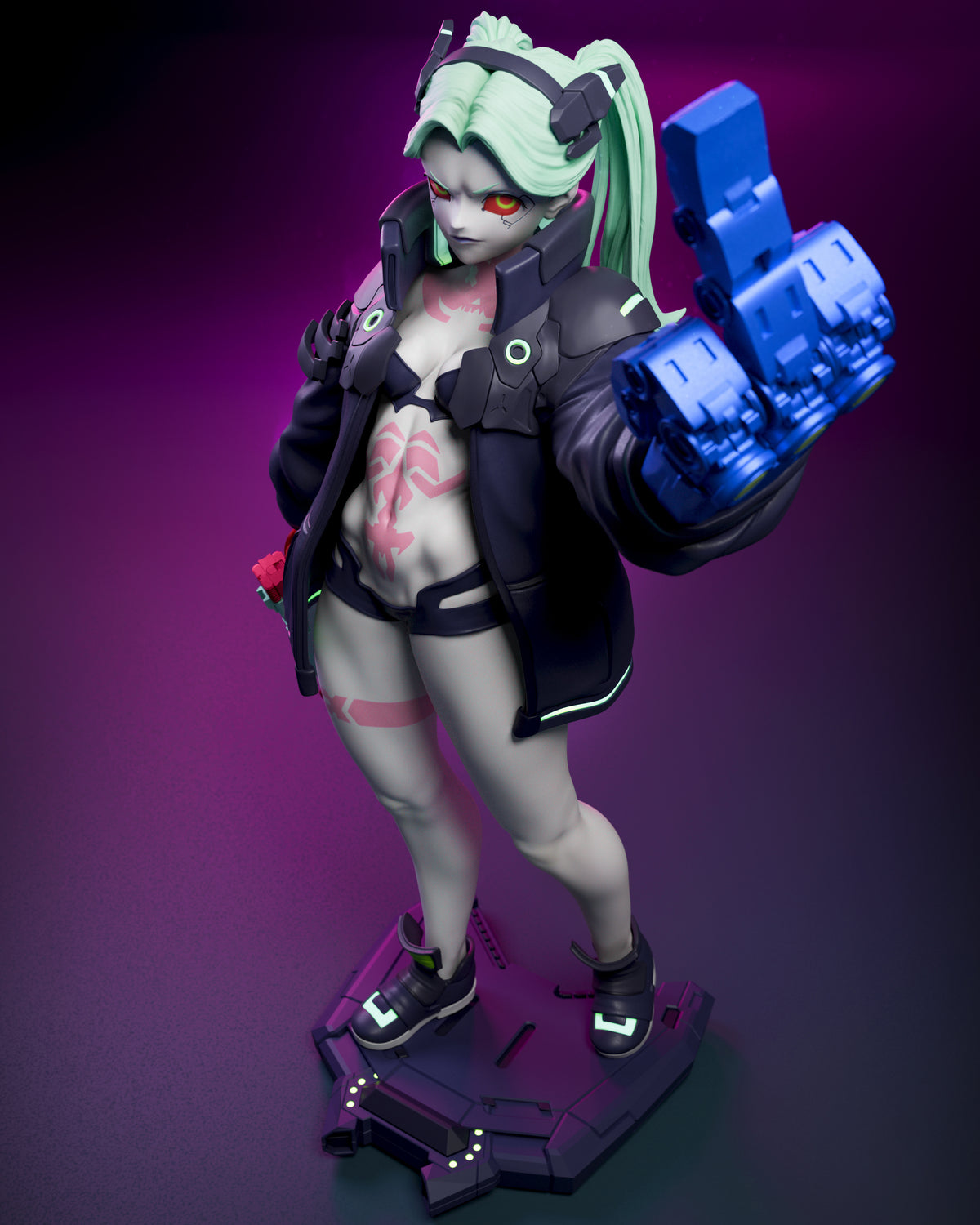 Rebecca Style Cyberpunk Edgerunners Anime Unpainted Resin Garage Kit (1/6-1/12)