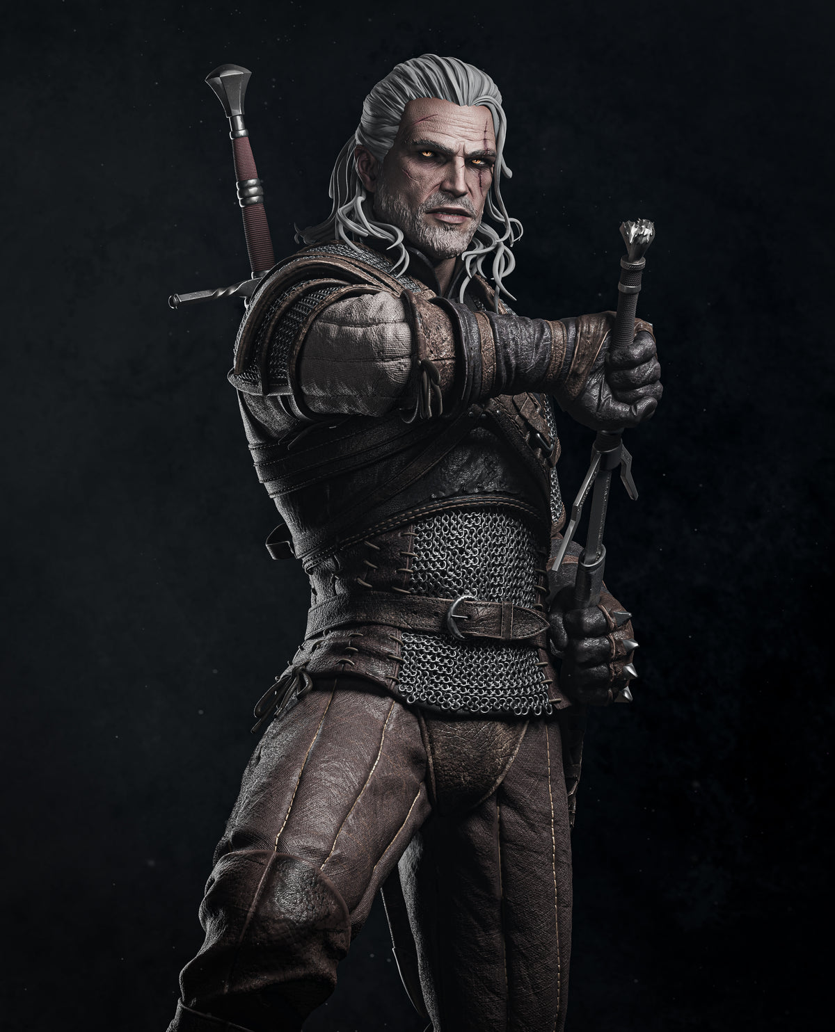 Geralt the Wolf Style Witcher Gaming Unpainted Resin Garage Model Kit (1/6-1/12)