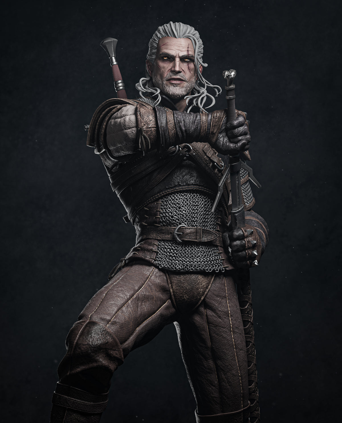 Geralt the Wolf Style Witcher Gaming Unpainted Resin Garage Model Kit (1/6-1/12)