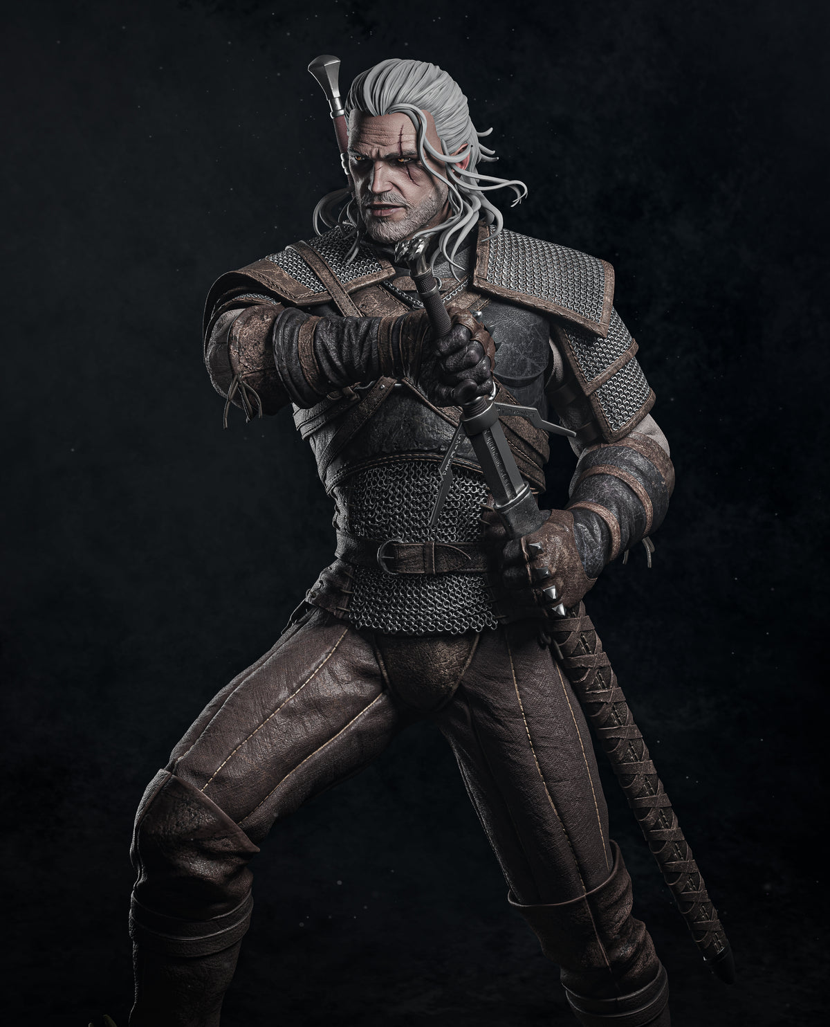 Geralt inspired resin figure