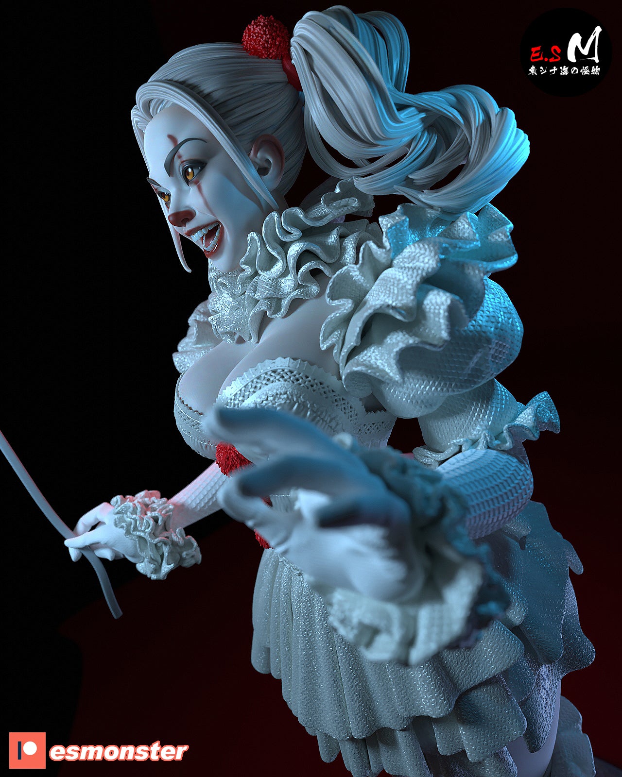 Pennywise Female Style It Horror Unpainted Resin Garage Model Kit (1/6-1/12)