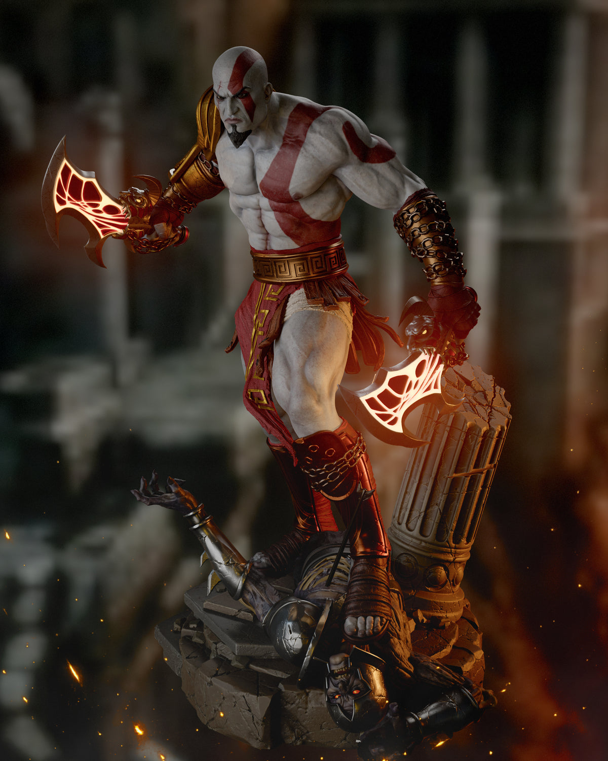 Kratos Style God of War Gaming Unpainted Resin Garage Model Kit (1/6-1/12)