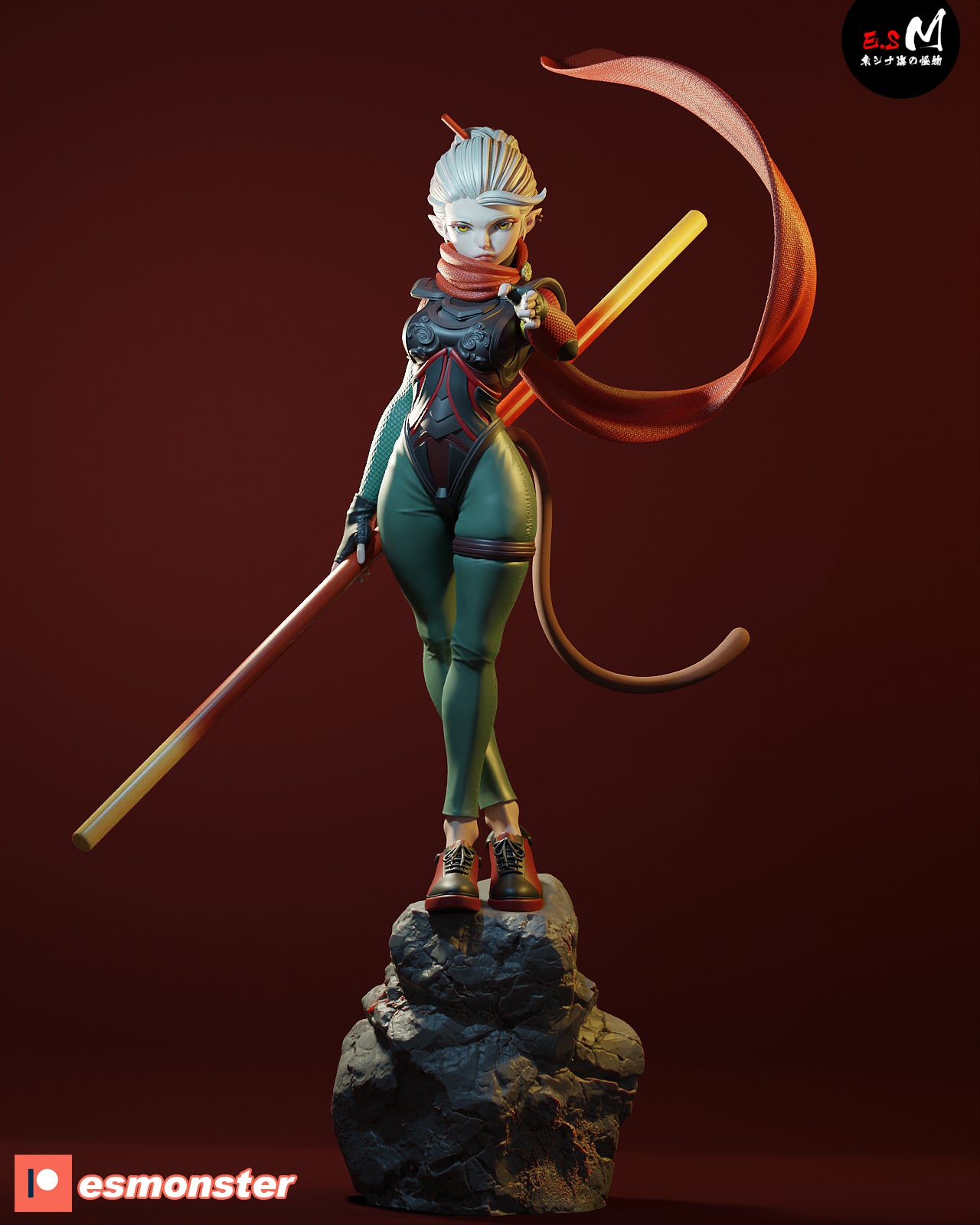 Monkey Heir Staff Journey West Unpainted Resin Garage Kit (1/6-1/12)