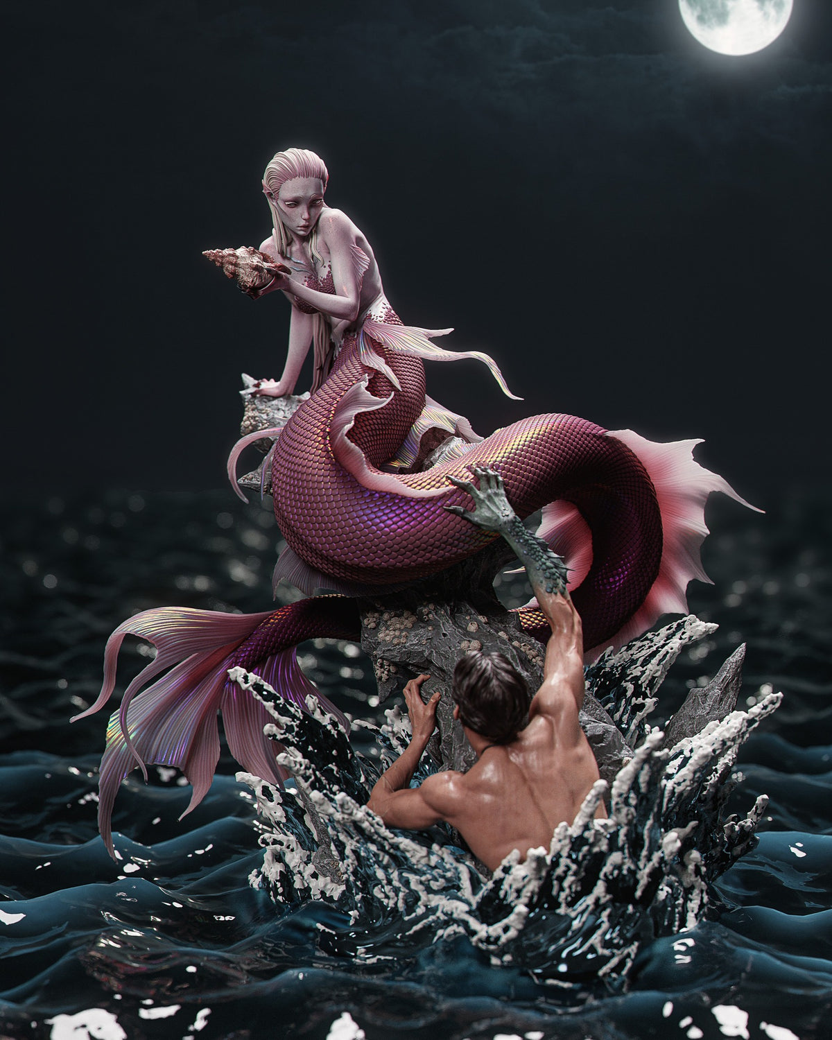 Ocean mythology display statue