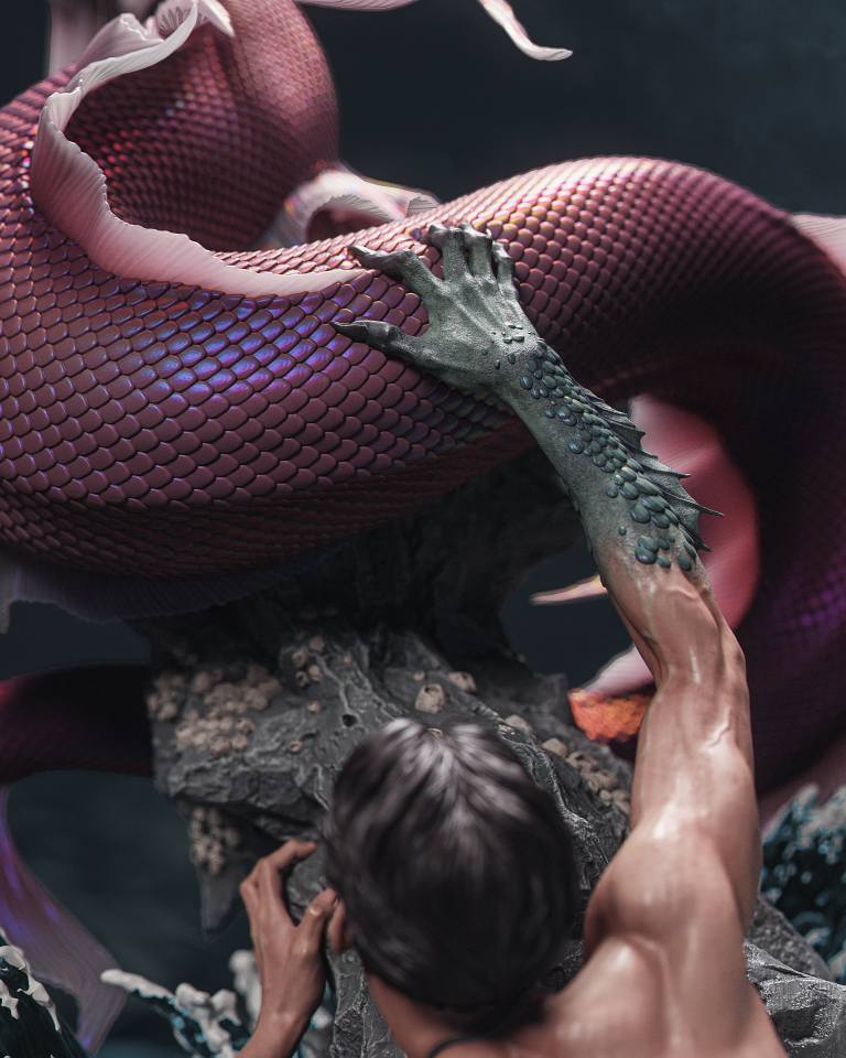 Fantasy aquatic resin figure
