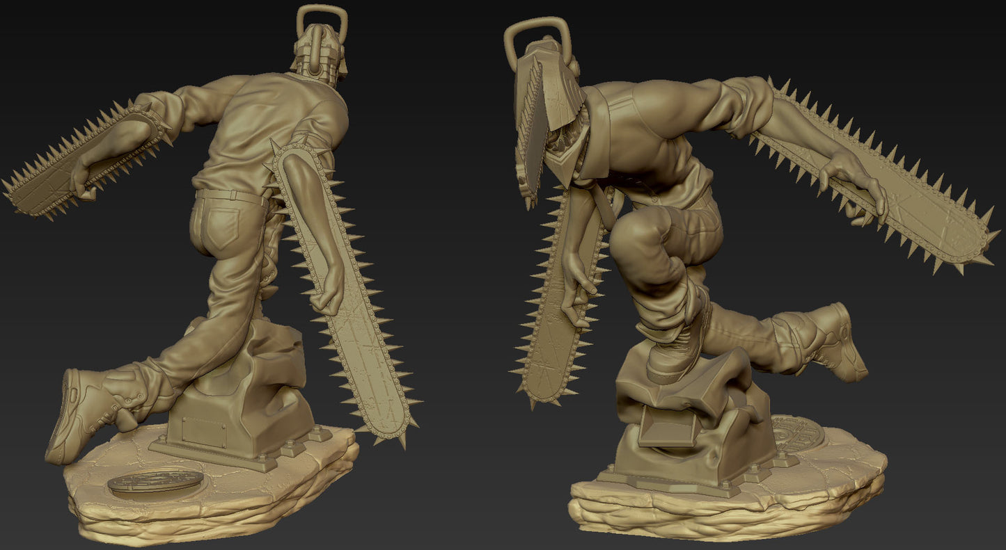 Chainsaw Man style Chainsaw Hero resin kit – Unpainted 3D Printed Model kit