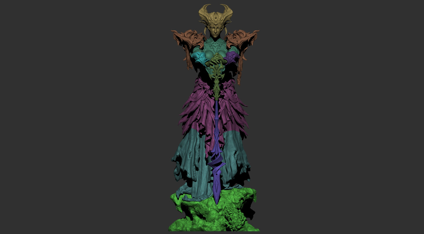 Queen of the Ashen Vale – Unpainted 3D Printed Model Kit