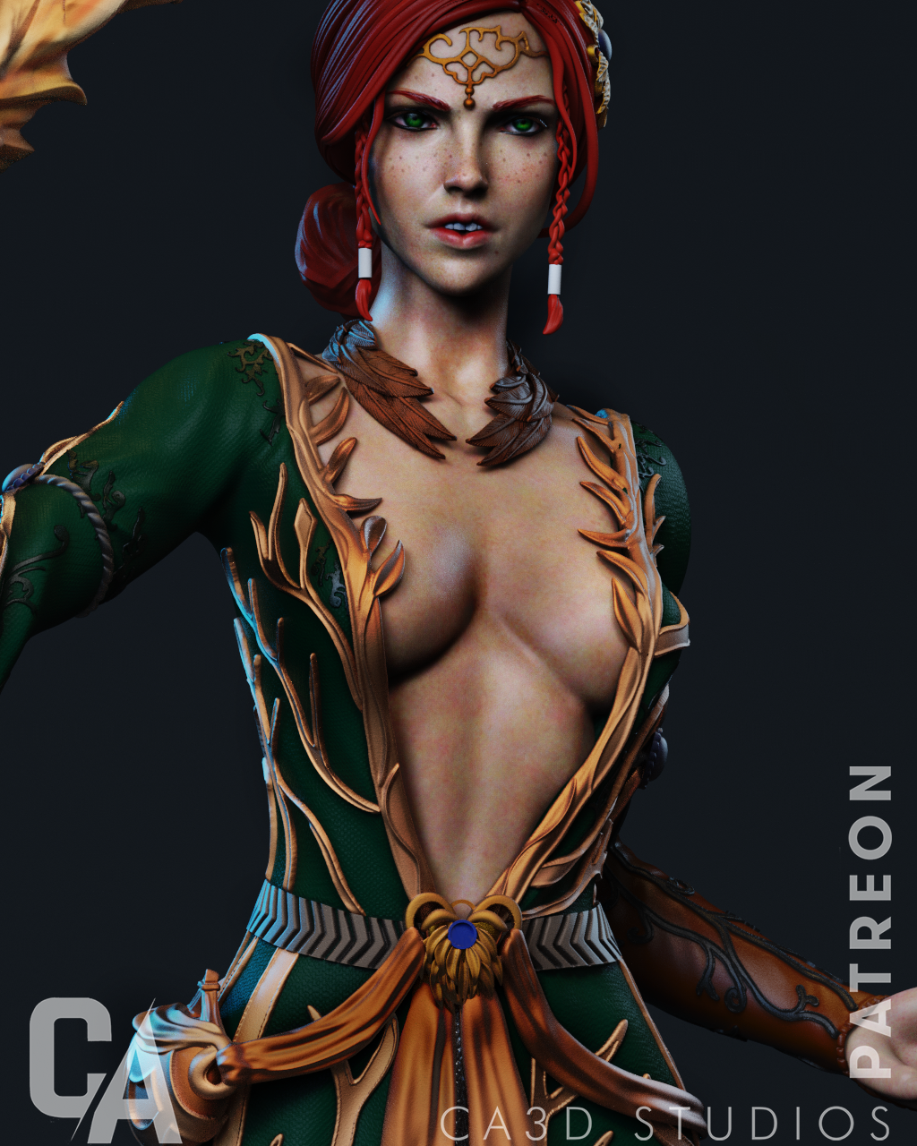 Triss Merigold style Flame Sorceress Girl resin kit – Unpainted 3D Printed Model kit