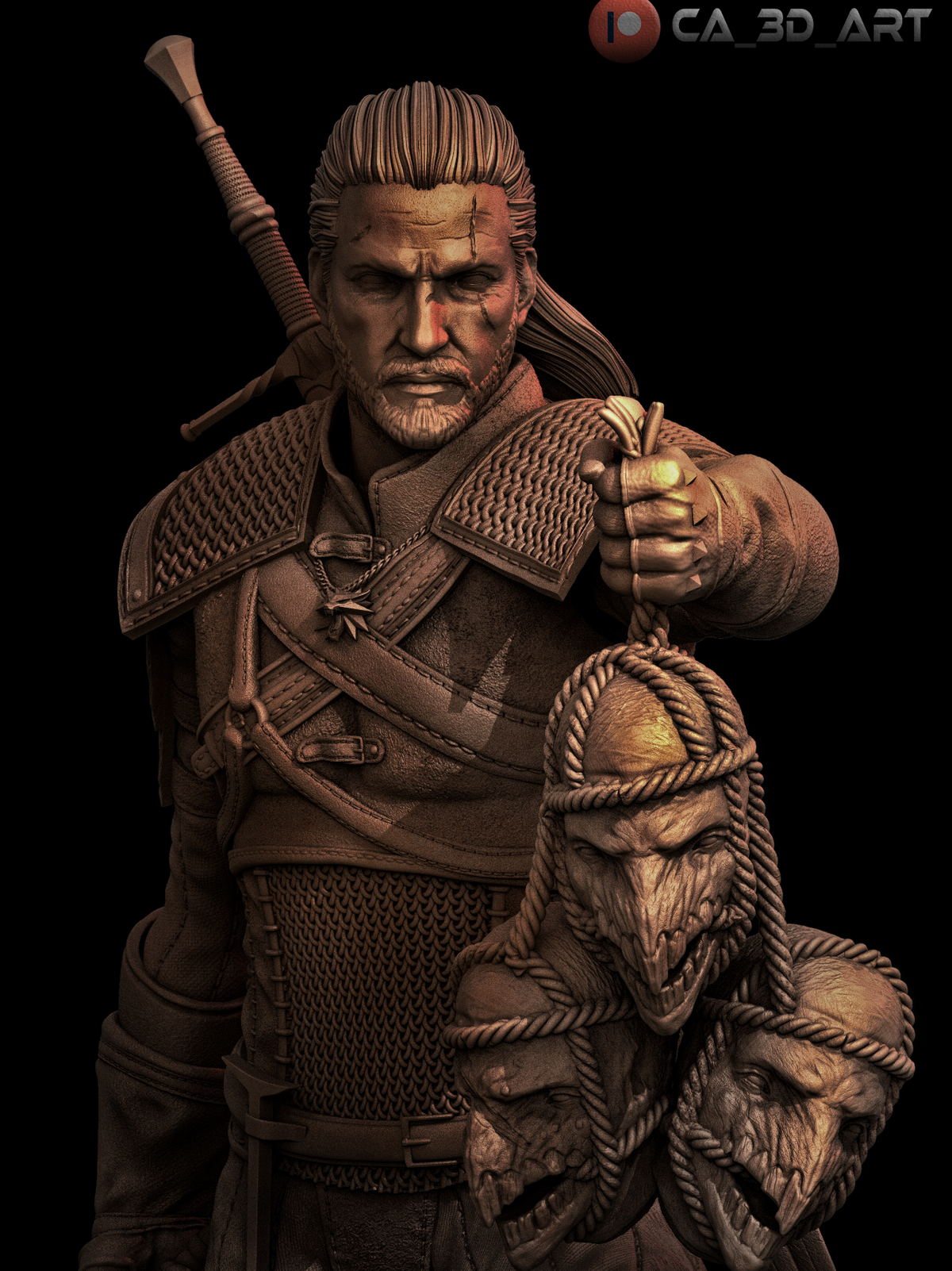 Geralt Style Witcher Dark Fantasy Gaming Unpainted Resin Garage Kit (1/6-1/12)