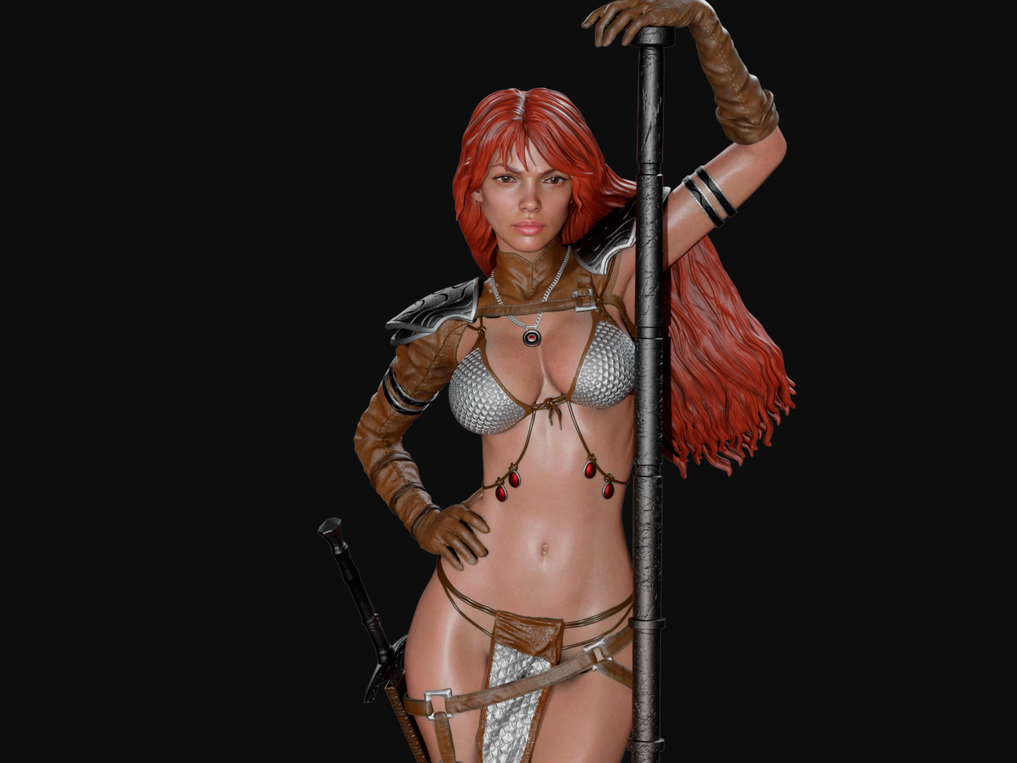 Red Sonja style Flameblade Warrior Girl resin kit – Unpainted 3D Printed Model kit