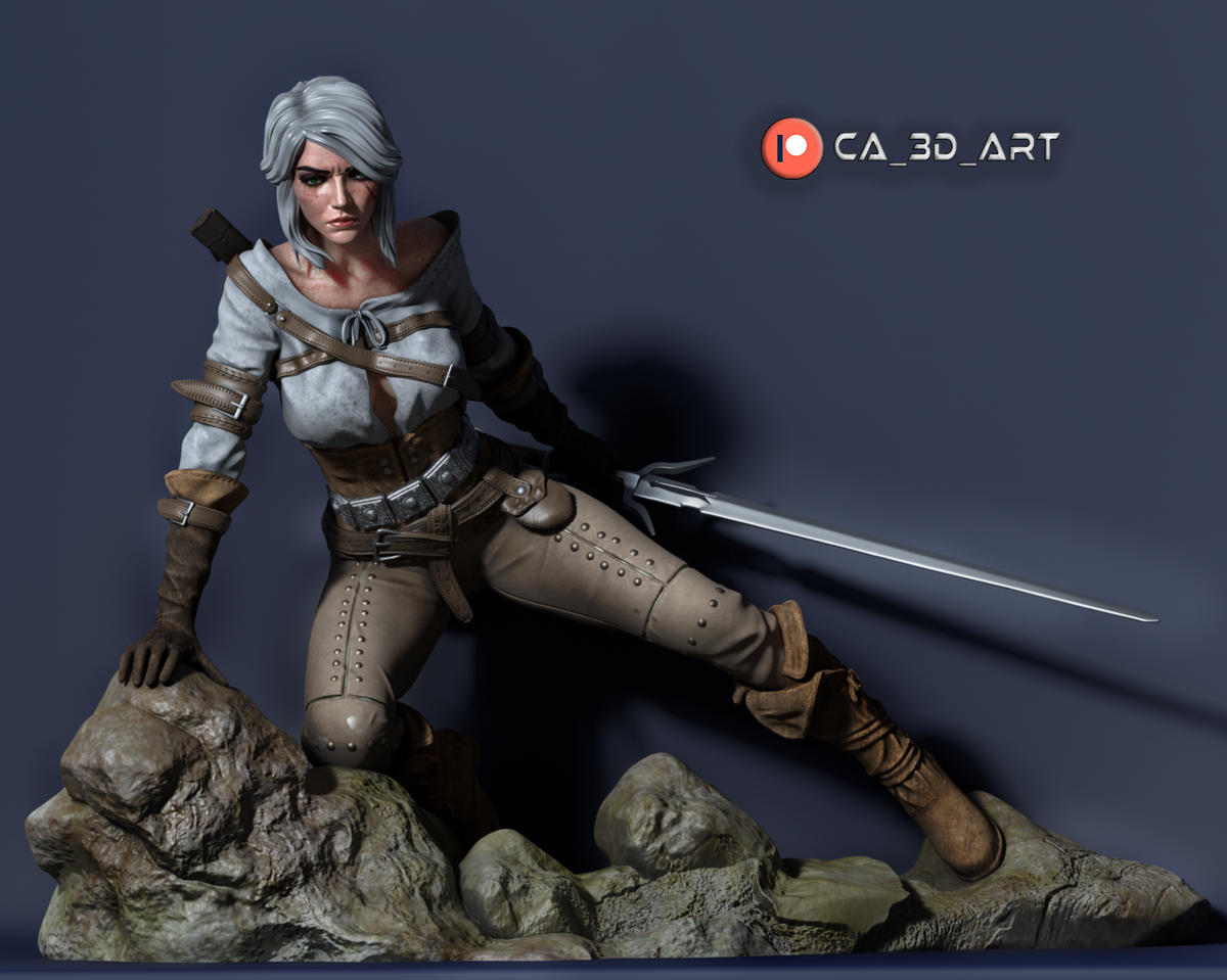 Ciri Style Witcher Fantasy Gaming Unpainted Resin Garage Model Kit (1/6-1/12)