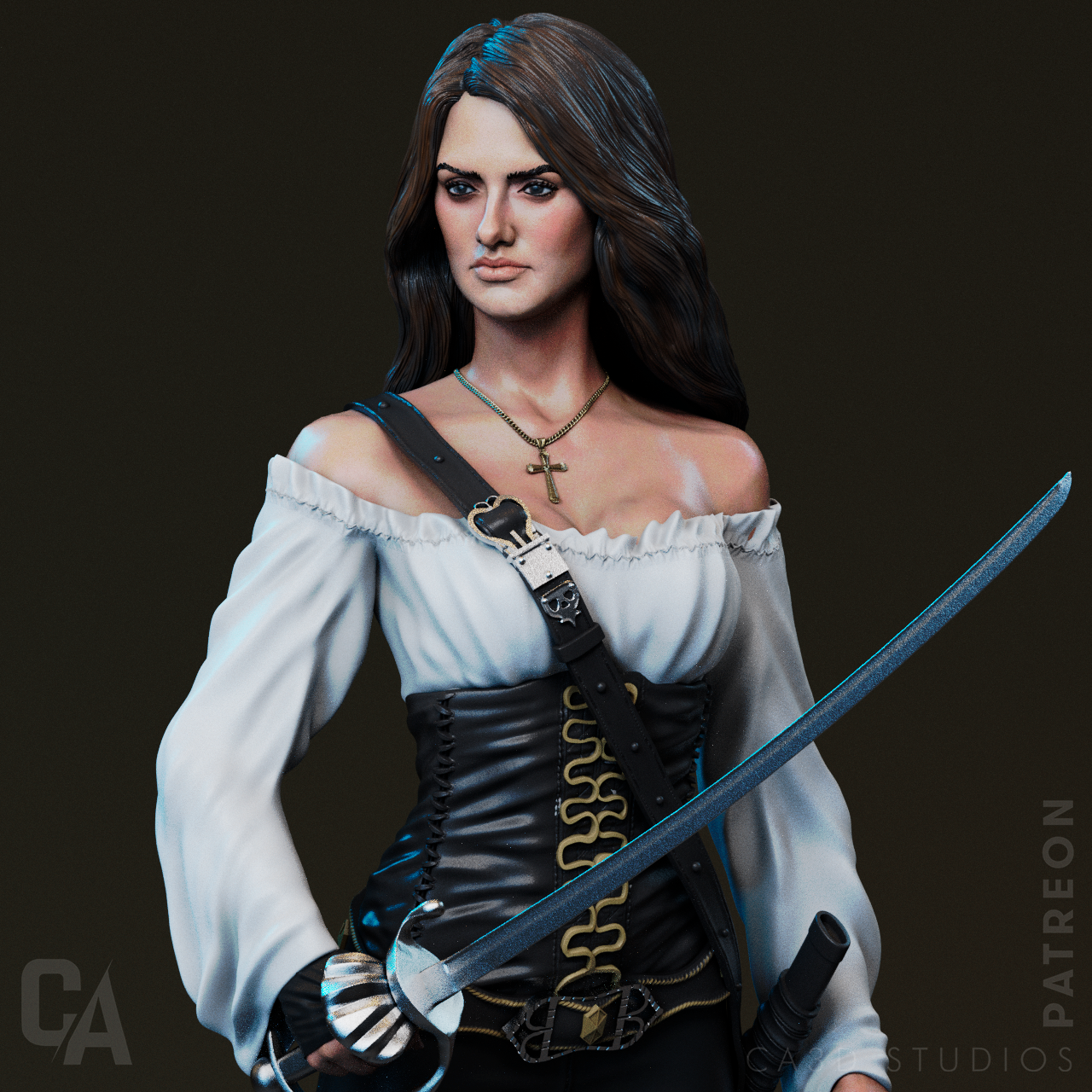 Angelica Teach style Pirate Queen resin kit – Unpainted 3D Printed Model kit