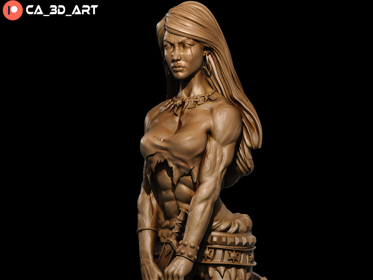 Female Conan Style Barbarian Warrior Unpainted Resin Garage Model Kit (1/6-1/12)
