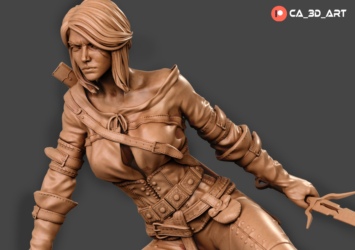 Ciri Style Witcher Fantasy Gaming Unpainted Resin Garage Model Kit (1/6-1/12)