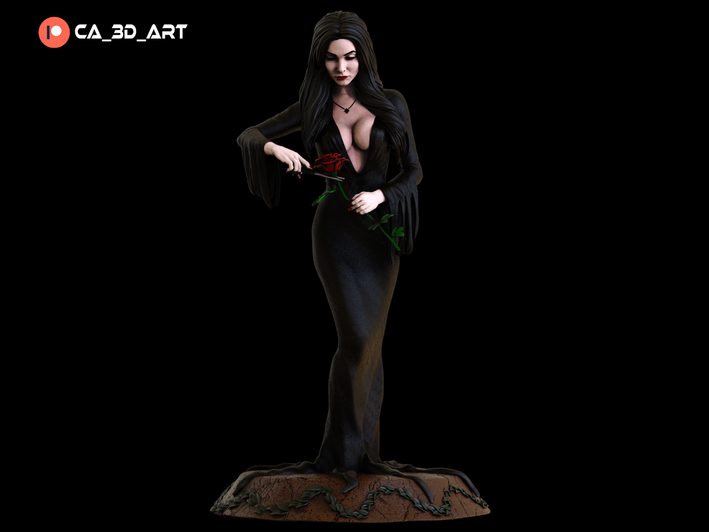Morticia style Goth Matriarch Girl resin kit – Unpainted 3D Printed Model kit