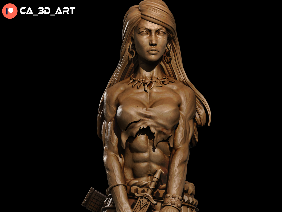 Female Conan Style Barbarian Warrior Unpainted Resin Garage Model Kit (1/6-1/12)