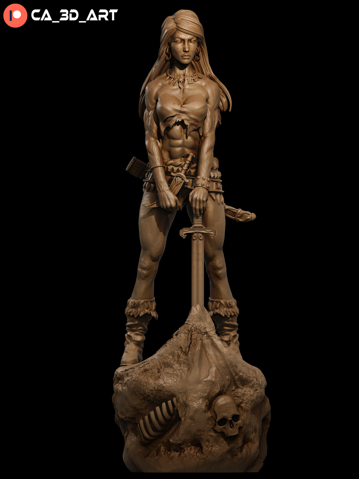 Female Conan Style Barbarian Warrior Unpainted Resin Garage Model Kit (1/6-1/12)