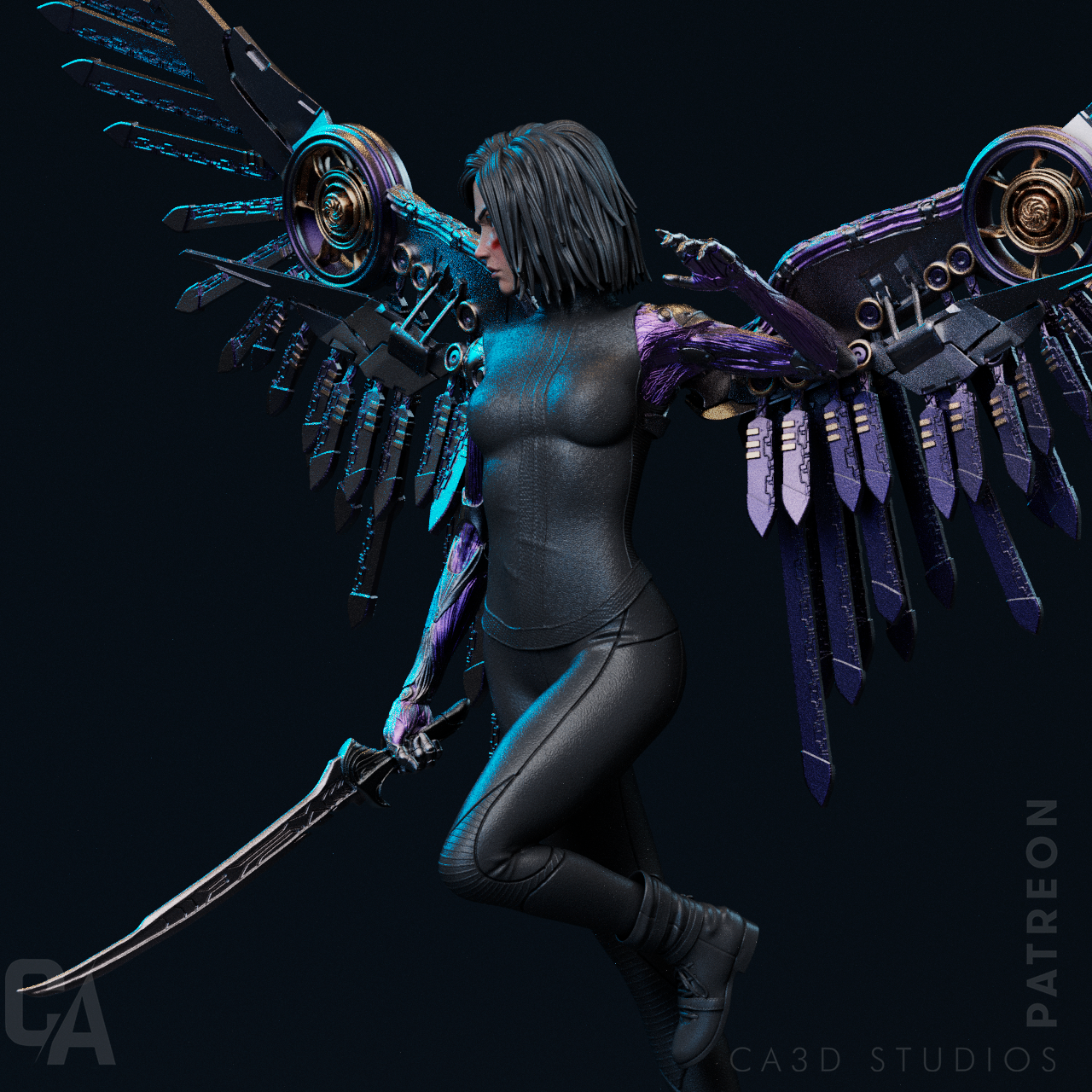 Alita Battle Angel style Cybernetic Warrior Girl resin kit – Unpainted 3D Printed Model kit