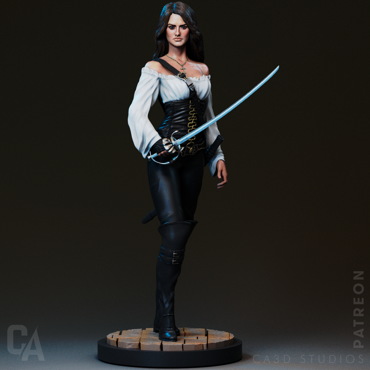 Angelica Teach style Pirate Queen resin kit – Unpainted 3D Printed Model kit
