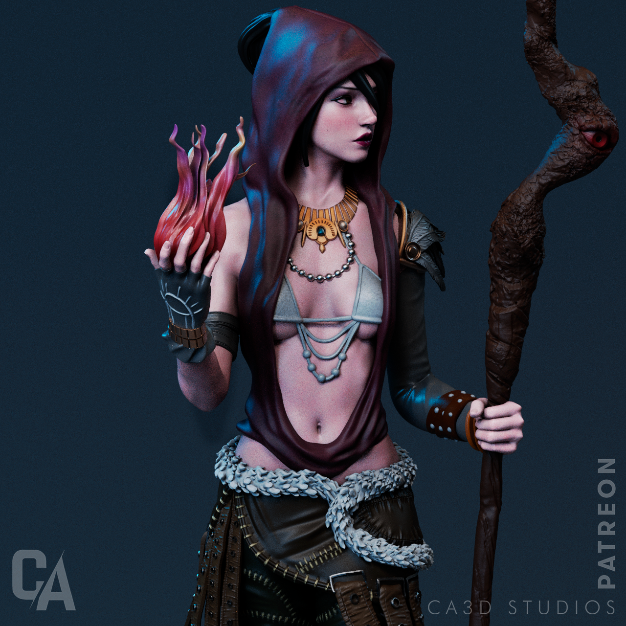 Morrigan style Witch of the Wilds resin kit – Unpainted 3D Printed Model kit