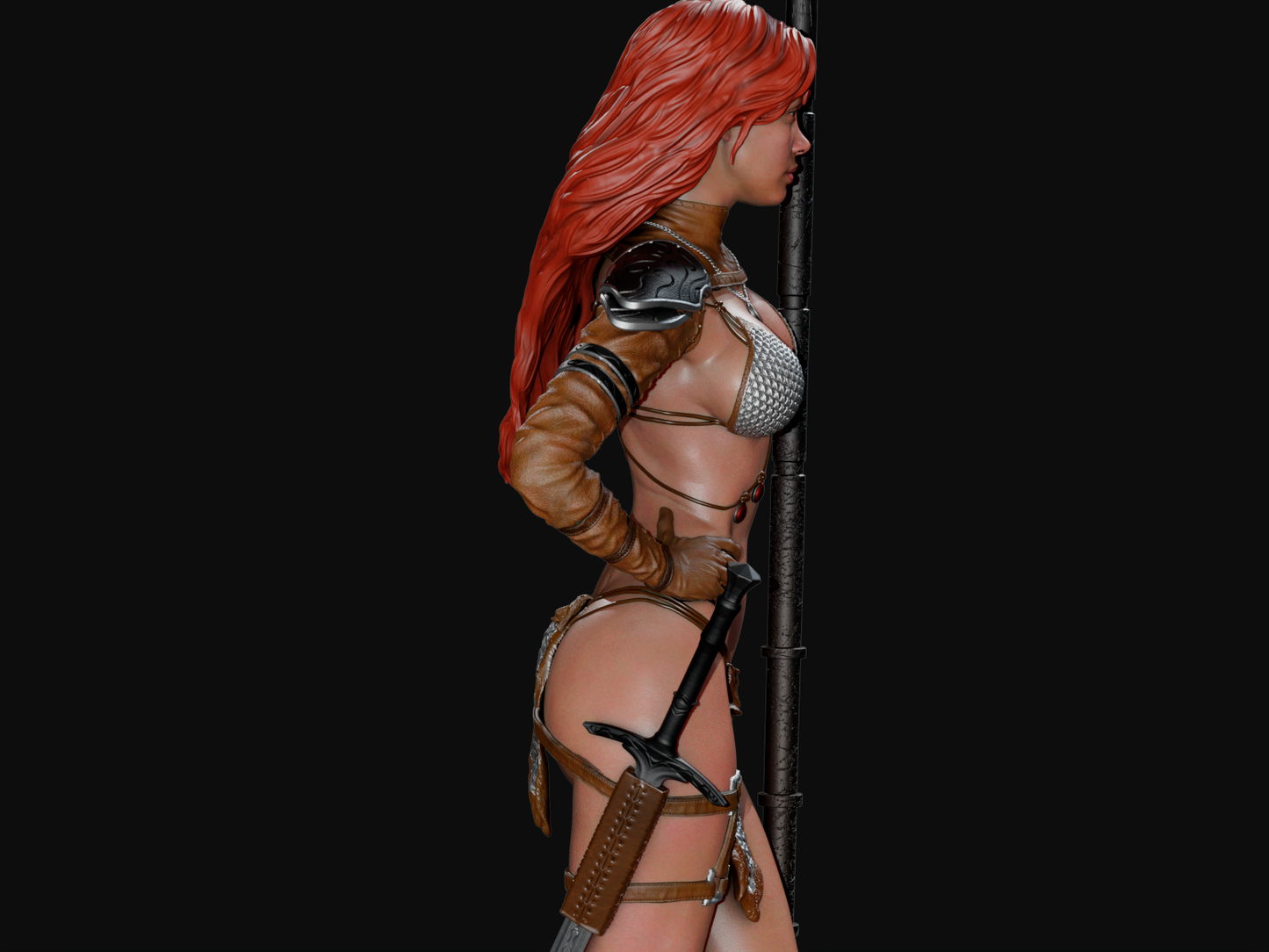 Red Sonja style Flameblade Warrior Girl resin kit – Unpainted 3D Printed Model kit