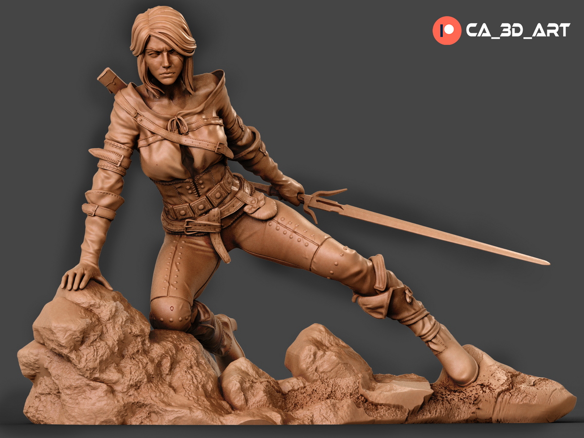 Ciri Style Witcher Fantasy Gaming Unpainted Resin Garage Model Kit (1/6-1/12)
