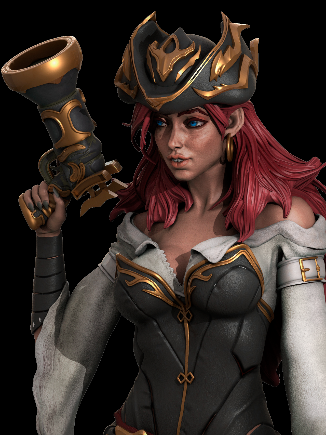 Miss Fortune style Gunslinger Siren resin kit – Unpainted 3D Printed Model kit