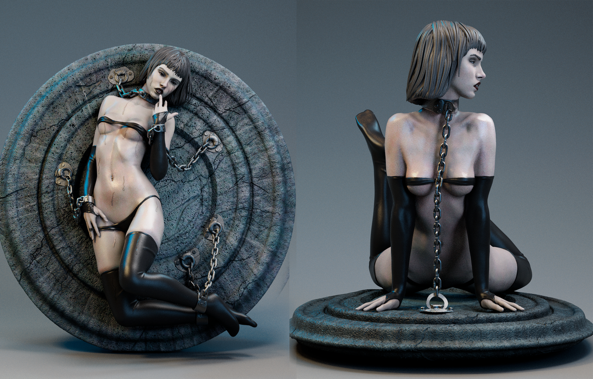 Chained Siren Style Fantasy Monster Unpainted Resin Garage Model Kit (1/6-1/12)