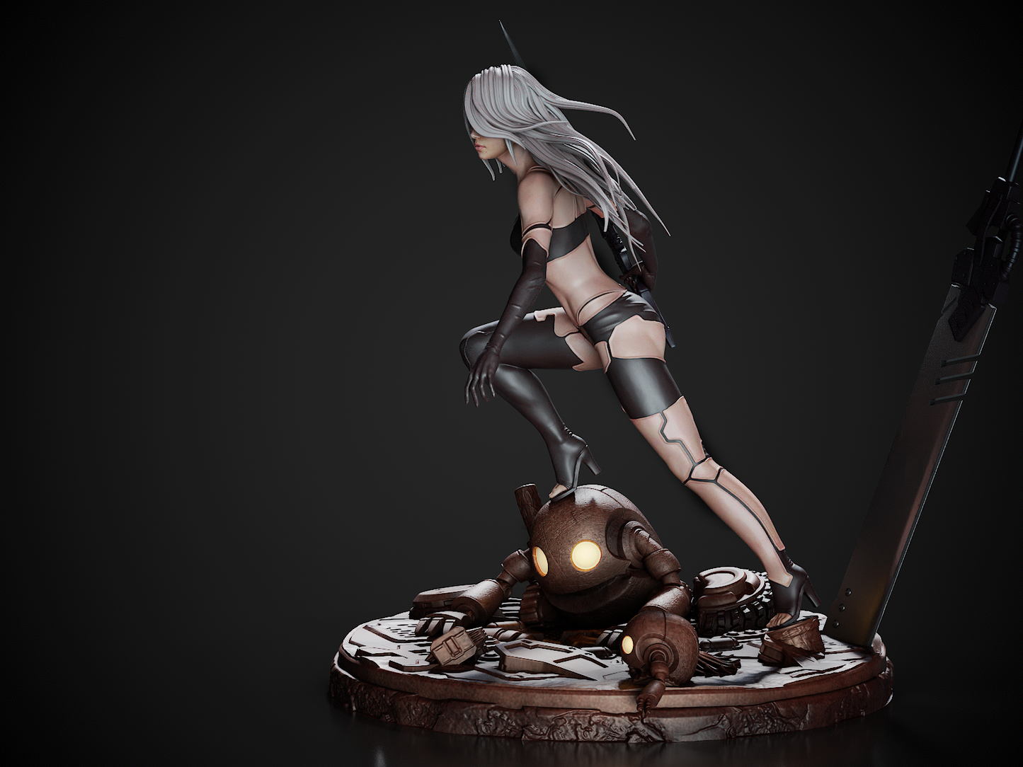 A2 style White-Haired Android Girl resin kit – Unpainted 3D Printed Model kit