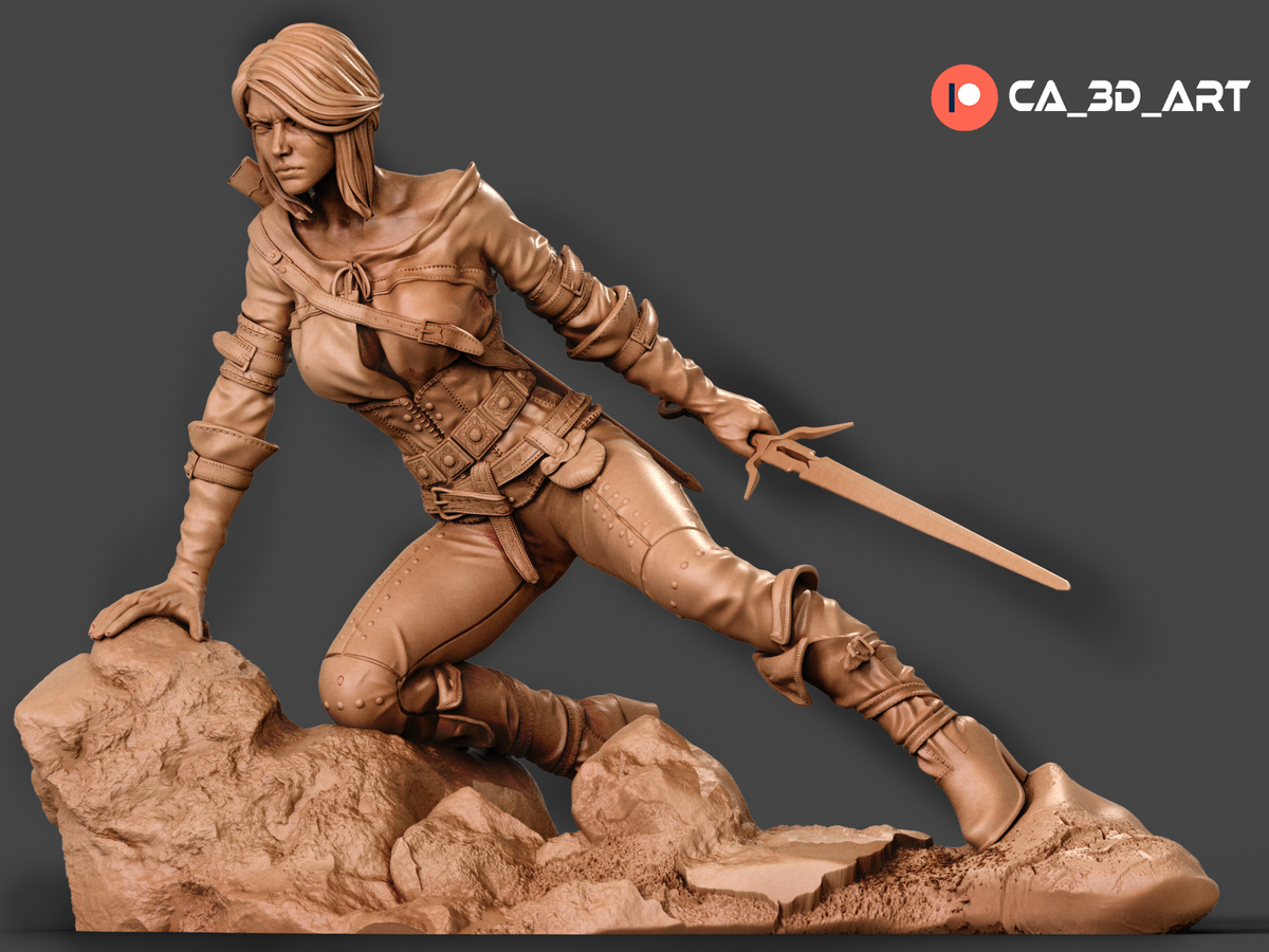 Ciri Style Witcher Fantasy Gaming Unpainted Resin Garage Model Kit (1/6-1/12)