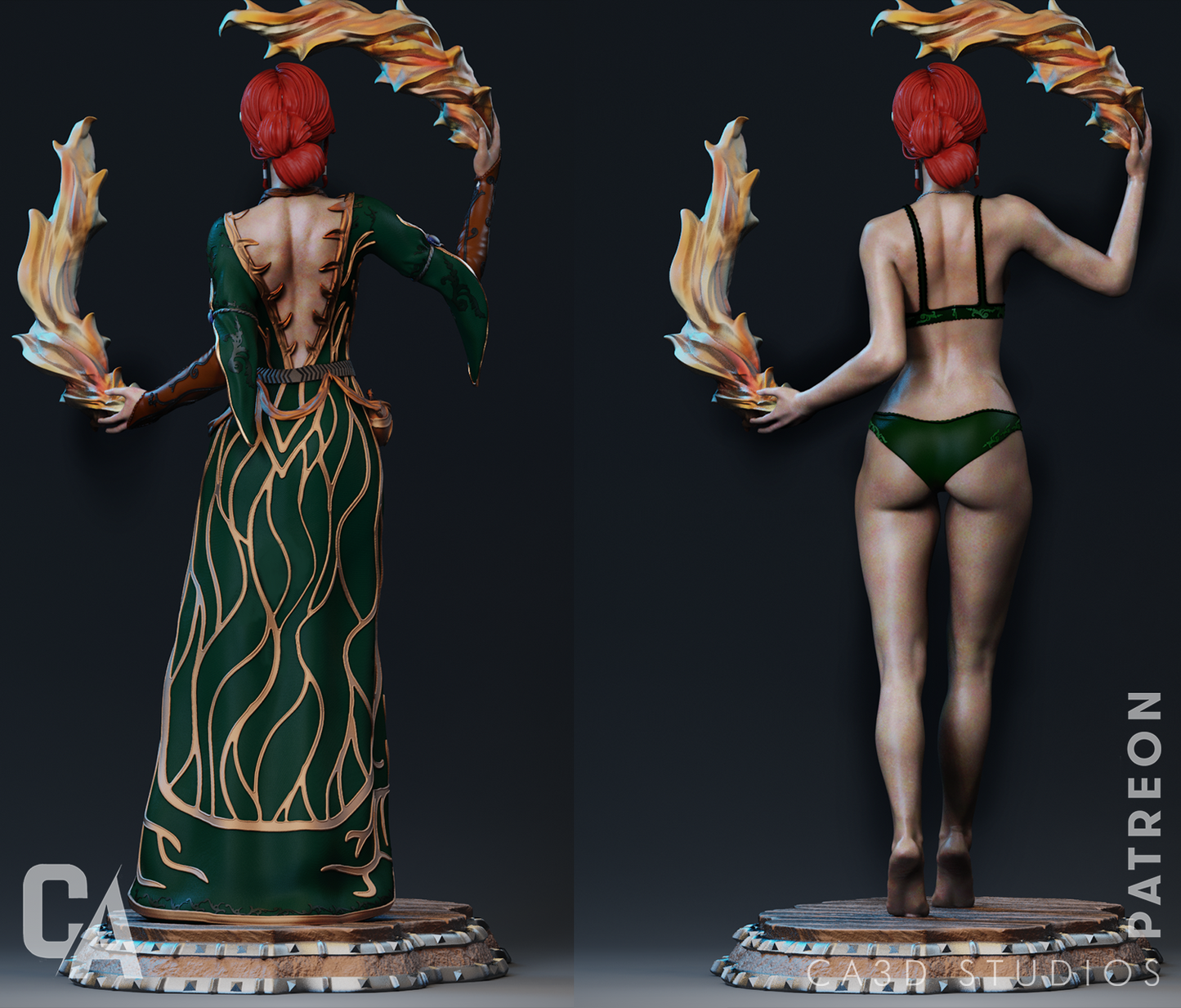 Triss Merigold style Flame Sorceress Girl resin kit – Unpainted 3D Printed Model kit