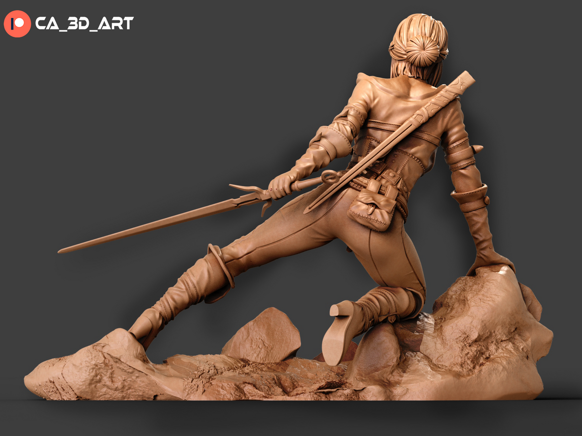Ciri Style Witcher Fantasy Gaming Unpainted Resin Garage Model Kit (1/6-1/12)