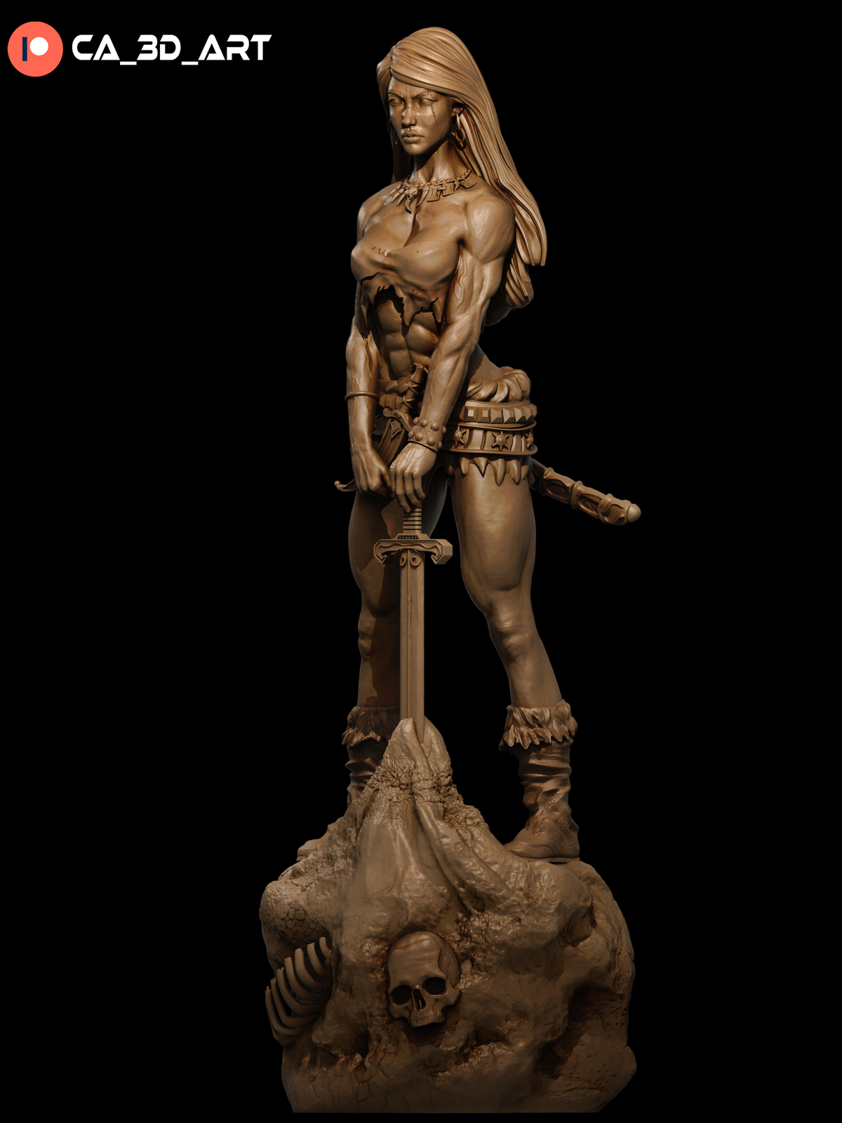 Female Conan Style Barbarian Warrior Unpainted Resin Garage Model Kit (1/6-1/12)