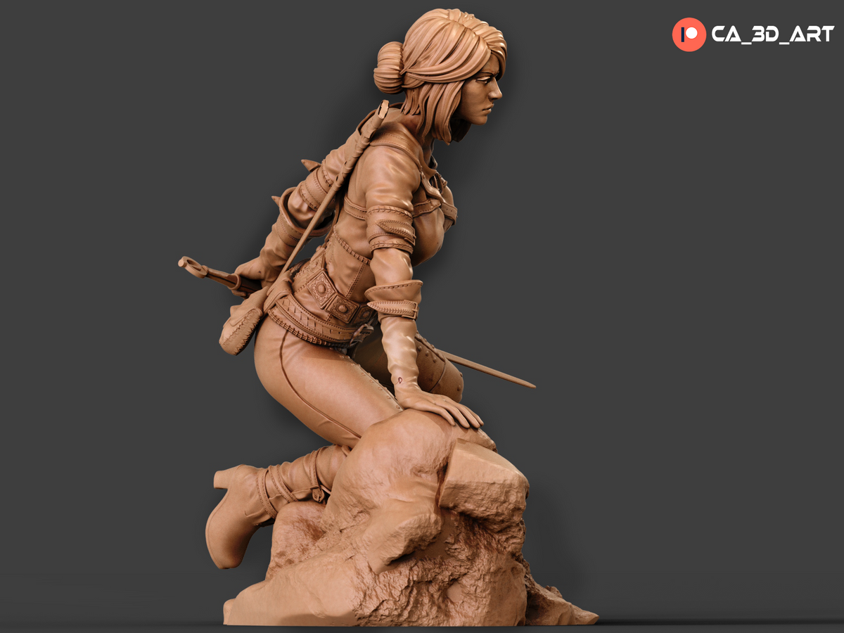 Ciri Style Witcher Fantasy Gaming Unpainted Resin Garage Model Kit (1/6-1/12)